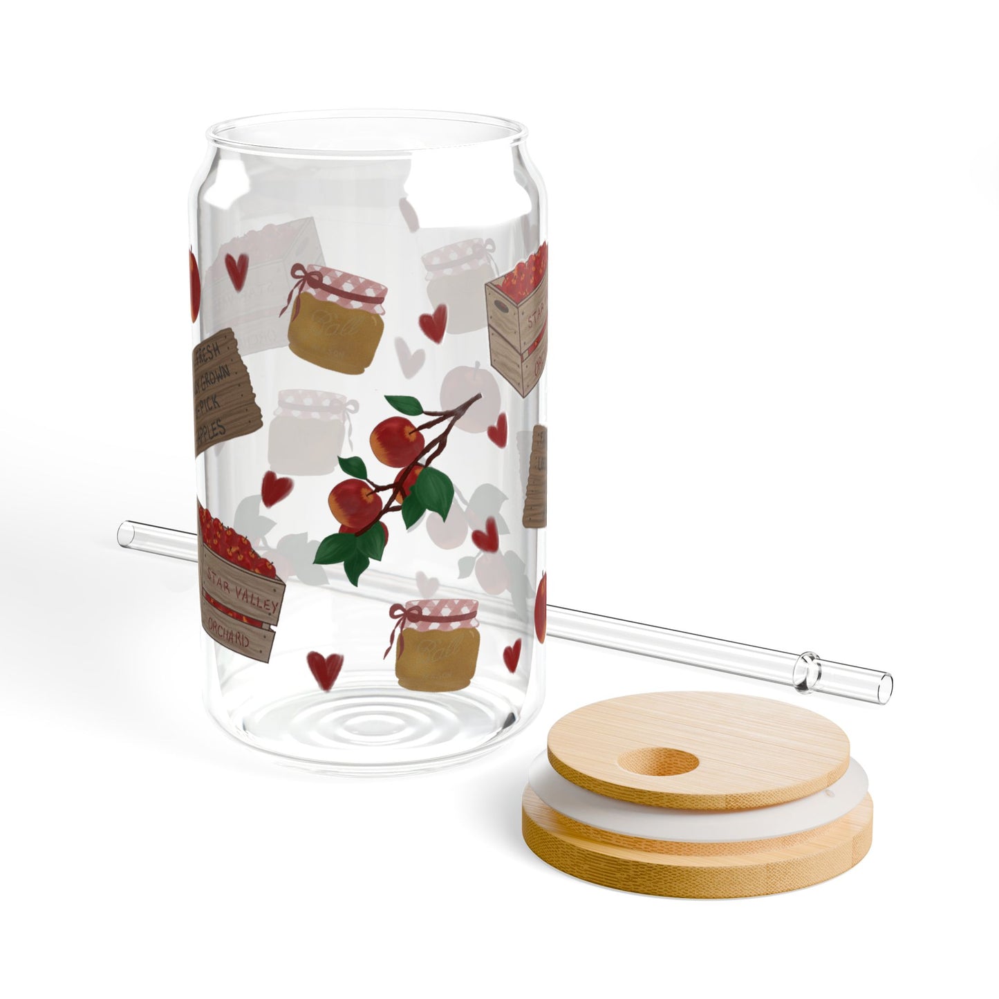 Apple Orchard Harvest Sipper with Straw - Perfect for Gifts, Home Decor, Parties, Eco-Friendly Hydration, Special Occasions