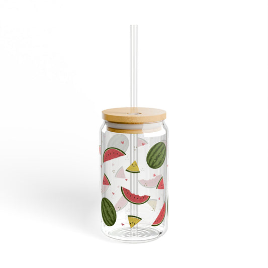 Watermelon Crush Sipper Glass, Refreshing Drinkware, Summer Parties, Eco-Friendly Glass, Gift Idea for Fruit Lovers, Party Decor