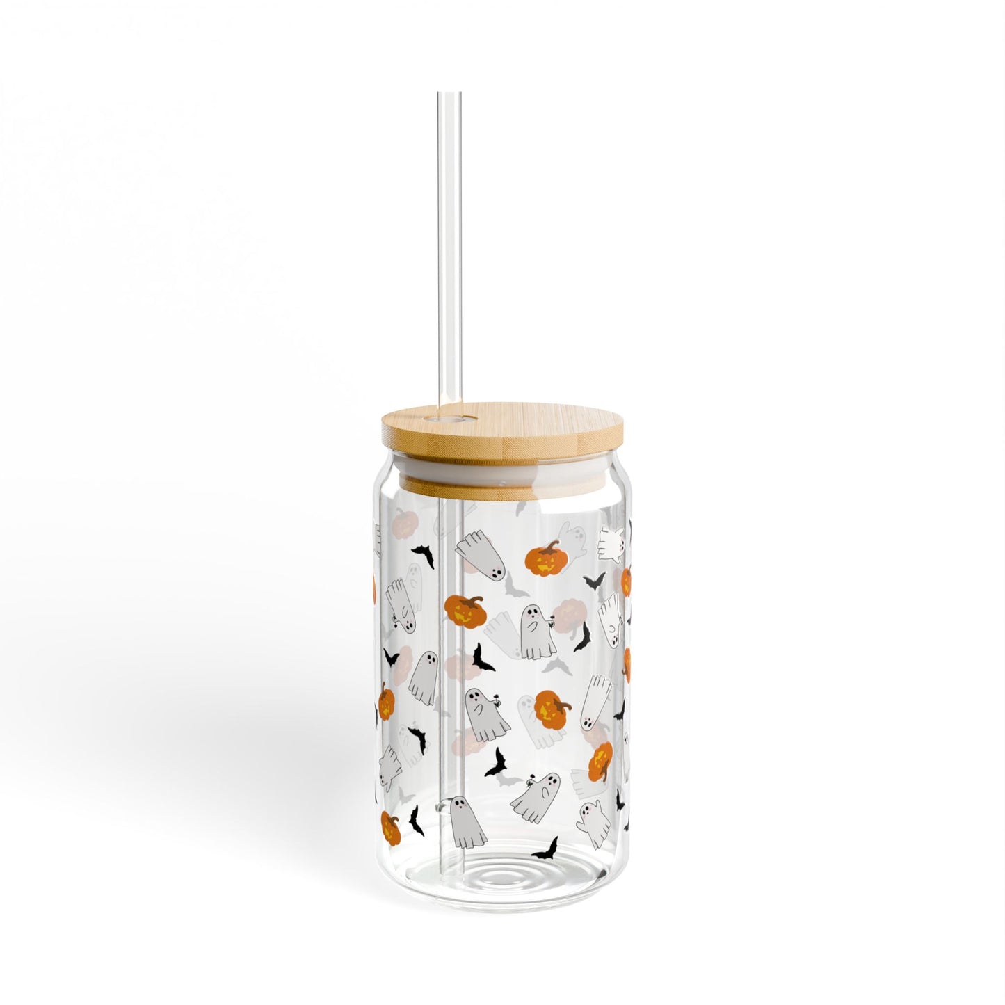 Spooky Cuties Edition Sipper cup, Fall Drinkware, Pumpkin Design, Halloween Party Favor, Reusable Glass Tumbler, Eco-Friendly Gift