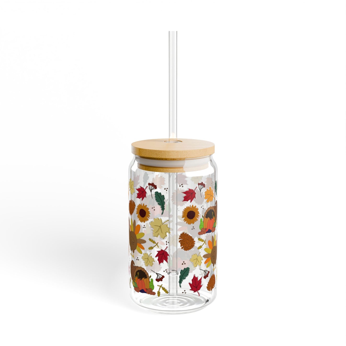 Harvest Gatherings Sipper Glass, 16oz | Perfect for Thanksgiving Decor, Fall Drinks, Eco-Friendly Hydration, Seasonal Gifts, Cozy Home Accents