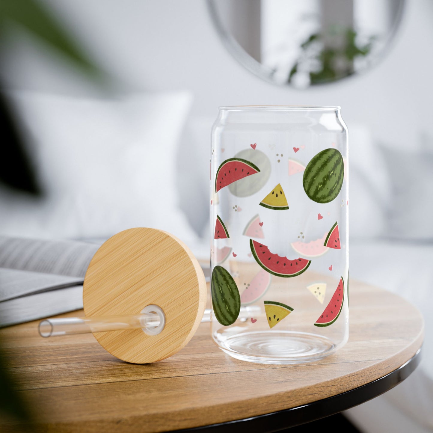 Watermelon Crush Sipper Glass, Refreshing Drinkware, Summer Parties, Eco-Friendly Glass, Gift Idea for Fruit Lovers, Party Decor