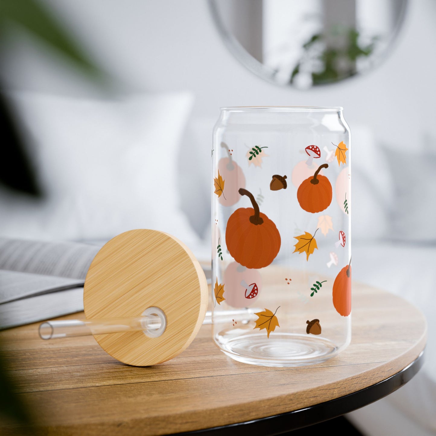 Autumn Harvest Sipper Glass, Fall Decor, 16oz Drinkware, Autumn Vibes, Halloween Party, Thanksgiving Gift, Eco-Friendly Cup
