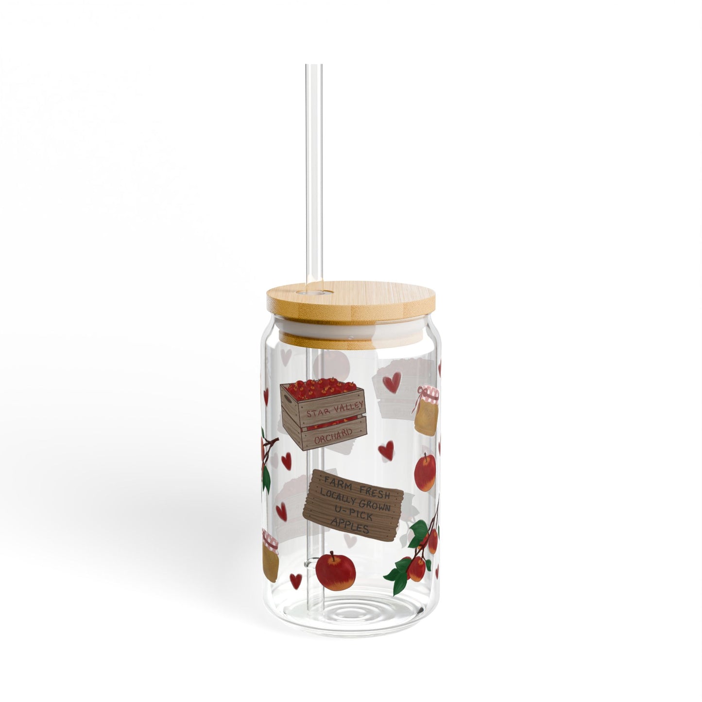 Apple Orchard Harvest Sipper with Straw - Perfect for Gifts, Home Decor, Parties, Eco-Friendly Hydration, Special Occasions