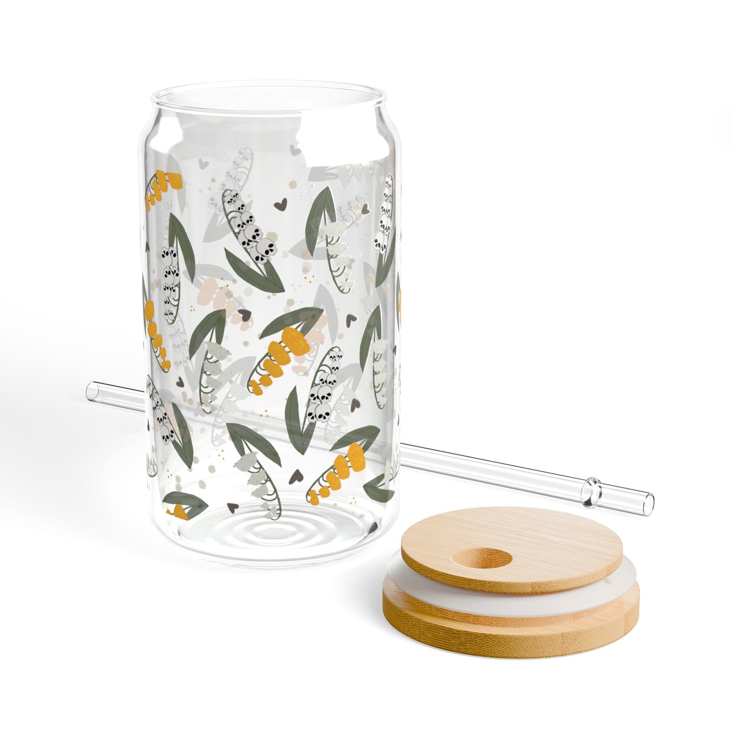 Bloom & Doom Sipper Glass, 16oz Travel Mug, Eco-Friendly Drinkware, Boho Decor, Summer Gift, Tropical Party