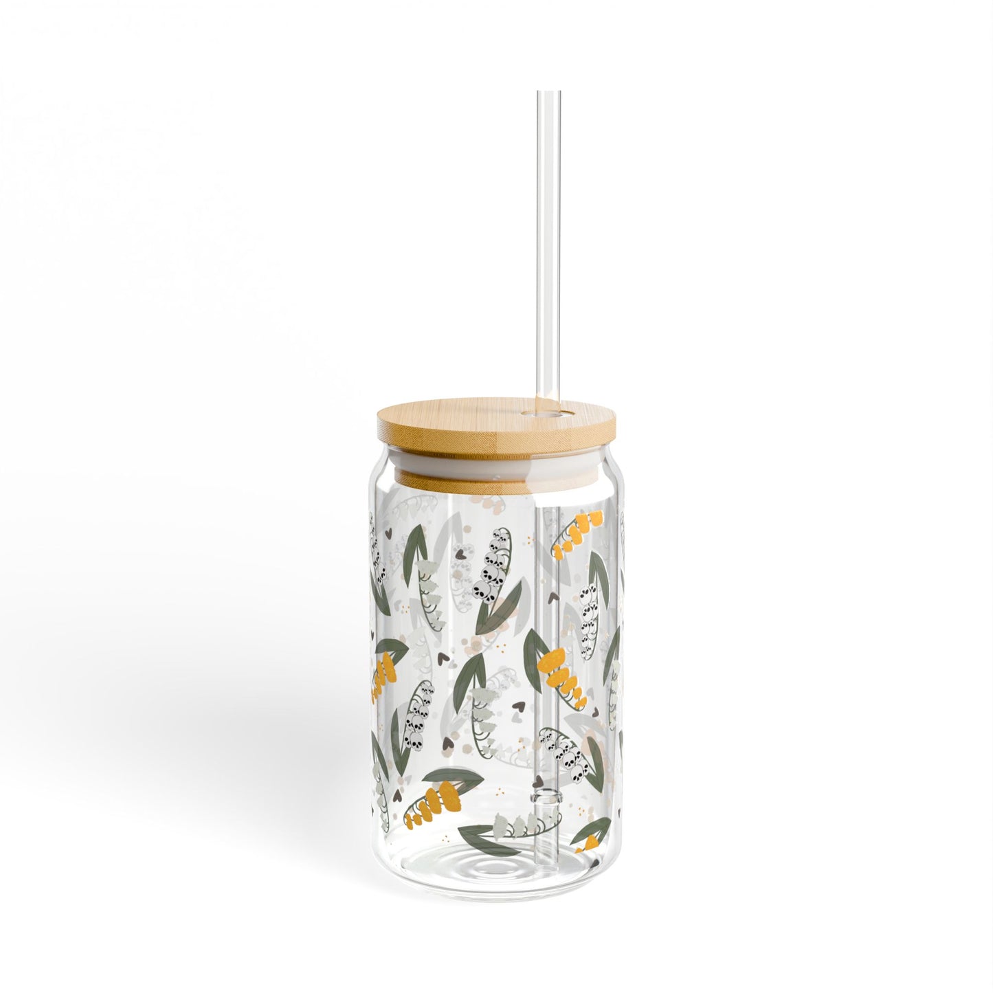 Bloom & Doom Sipper Glass, 16oz Travel Mug, Eco-Friendly Drinkware, Boho Decor, Summer Gift, Tropical Party