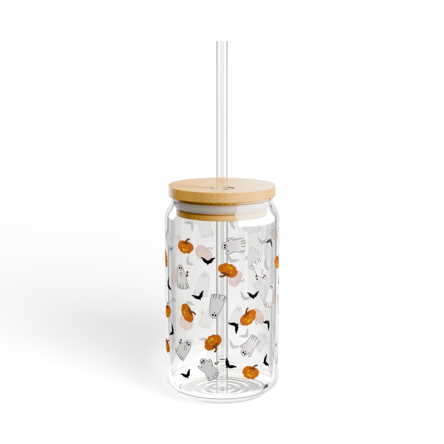 Spooky Cuties Edition Sipper cup, Fall Drinkware, Pumpkin Design, Halloween Party Favor, Reusable Glass Tumbler, Eco-Friendly Gift