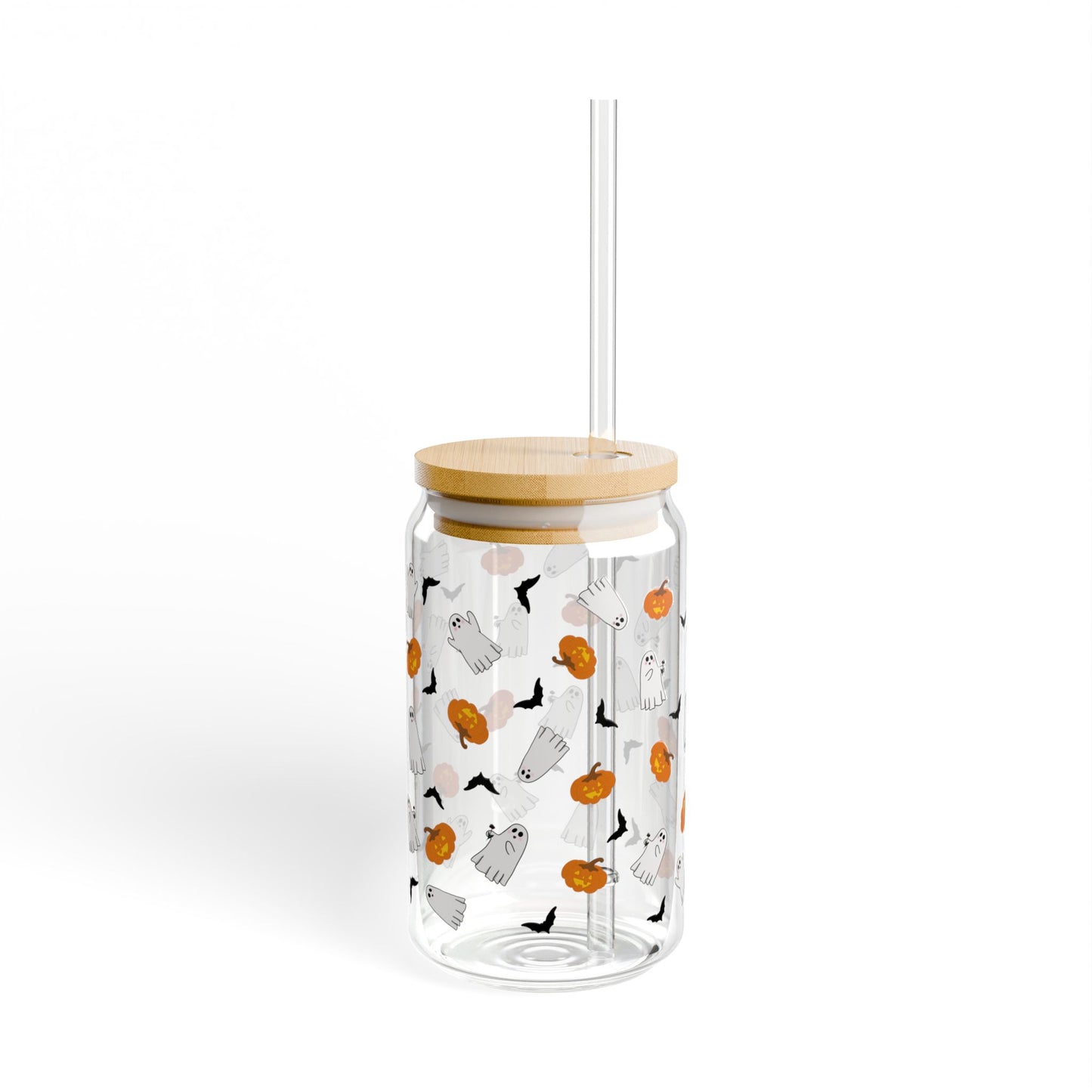 Spooky Cuties Edition Sipper cup, Fall Drinkware, Pumpkin Design, Halloween Party Favor, Reusable Glass Tumbler, Eco-Friendly Gift