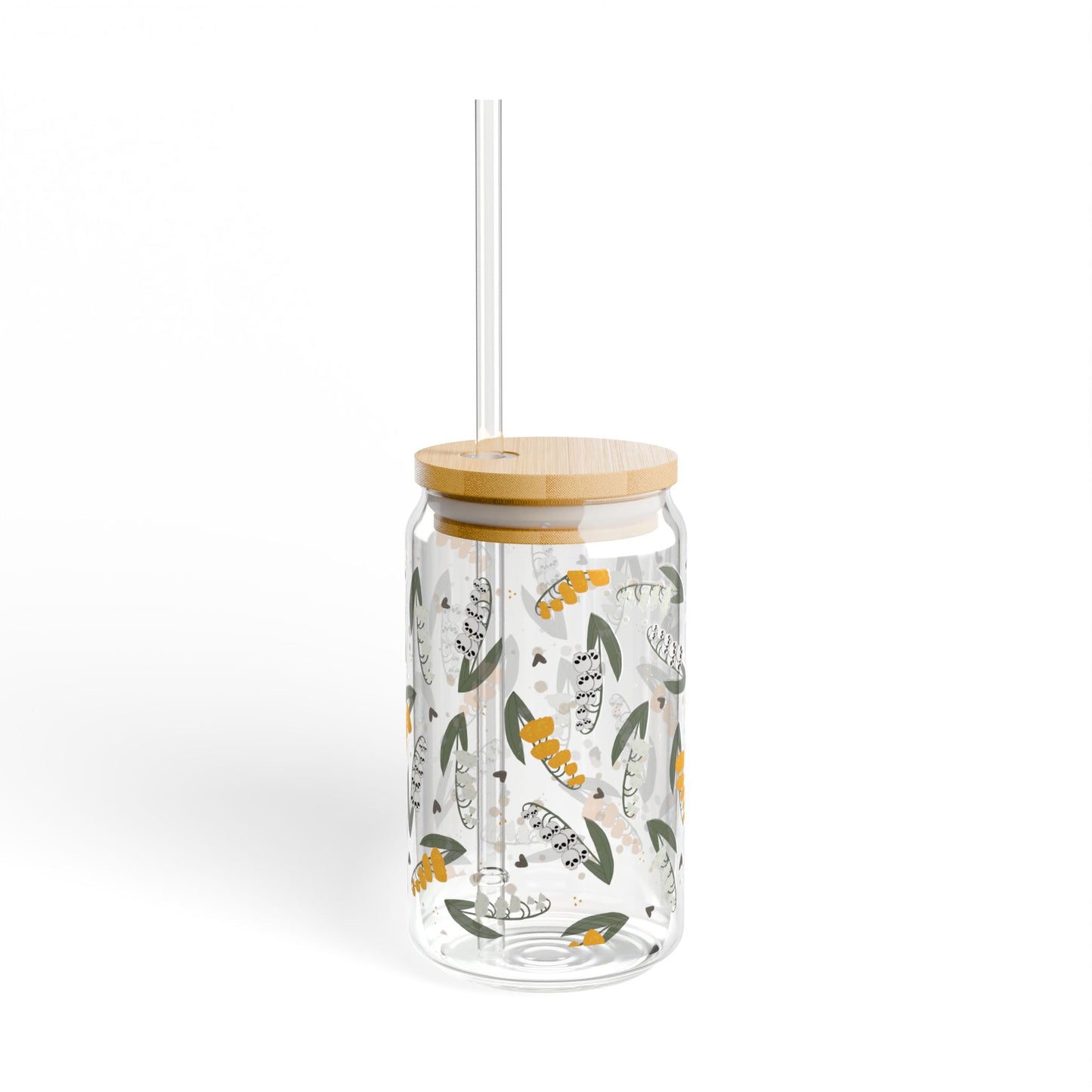 Bloom & Doom Sipper Glass, 16oz Travel Mug, Eco-Friendly Drinkware, Boho Decor, Summer Gift, Tropical Party