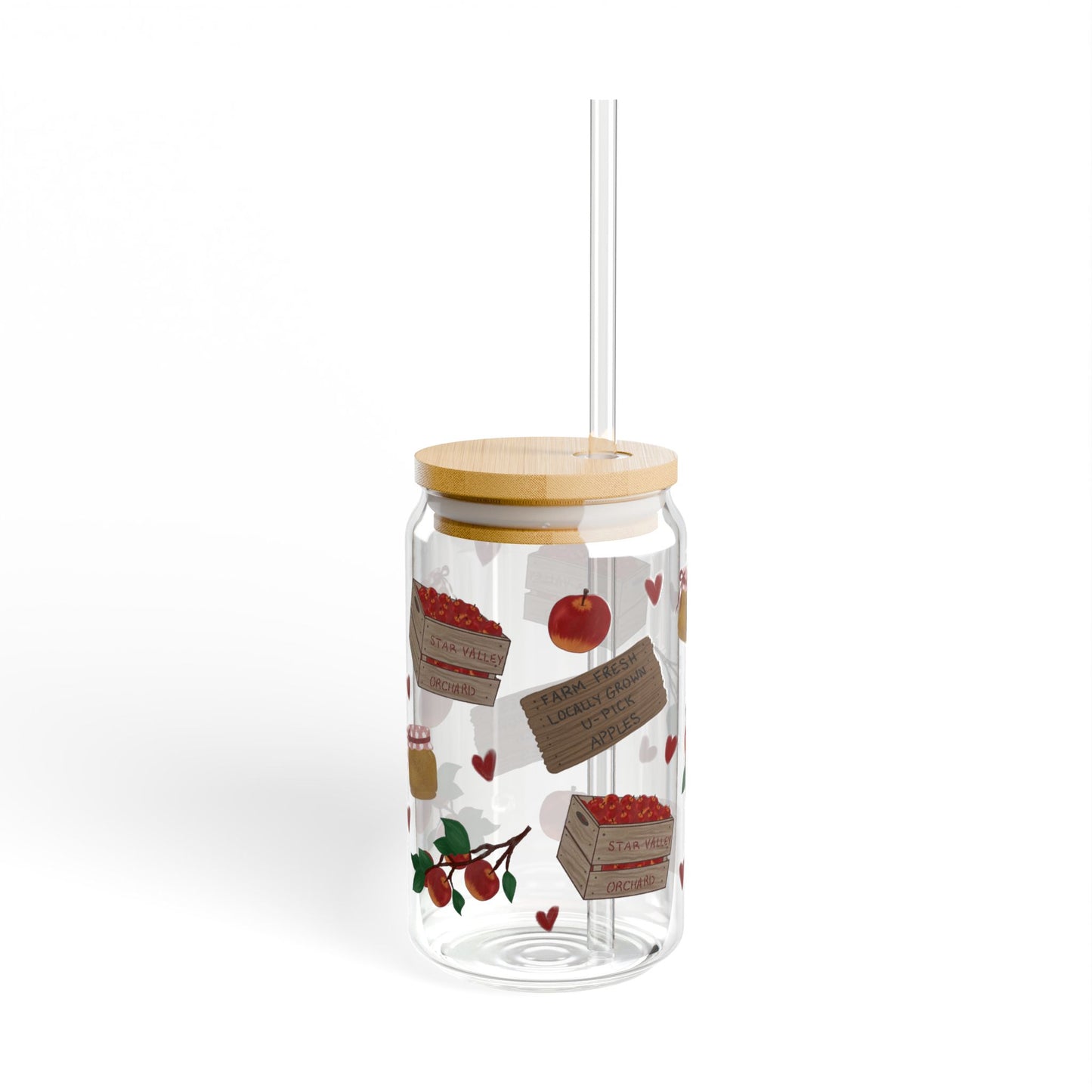 Apple Orchard Harvest Sipper with Straw - Perfect for Gifts, Home Decor, Parties, Eco-Friendly Hydration, Special Occasions