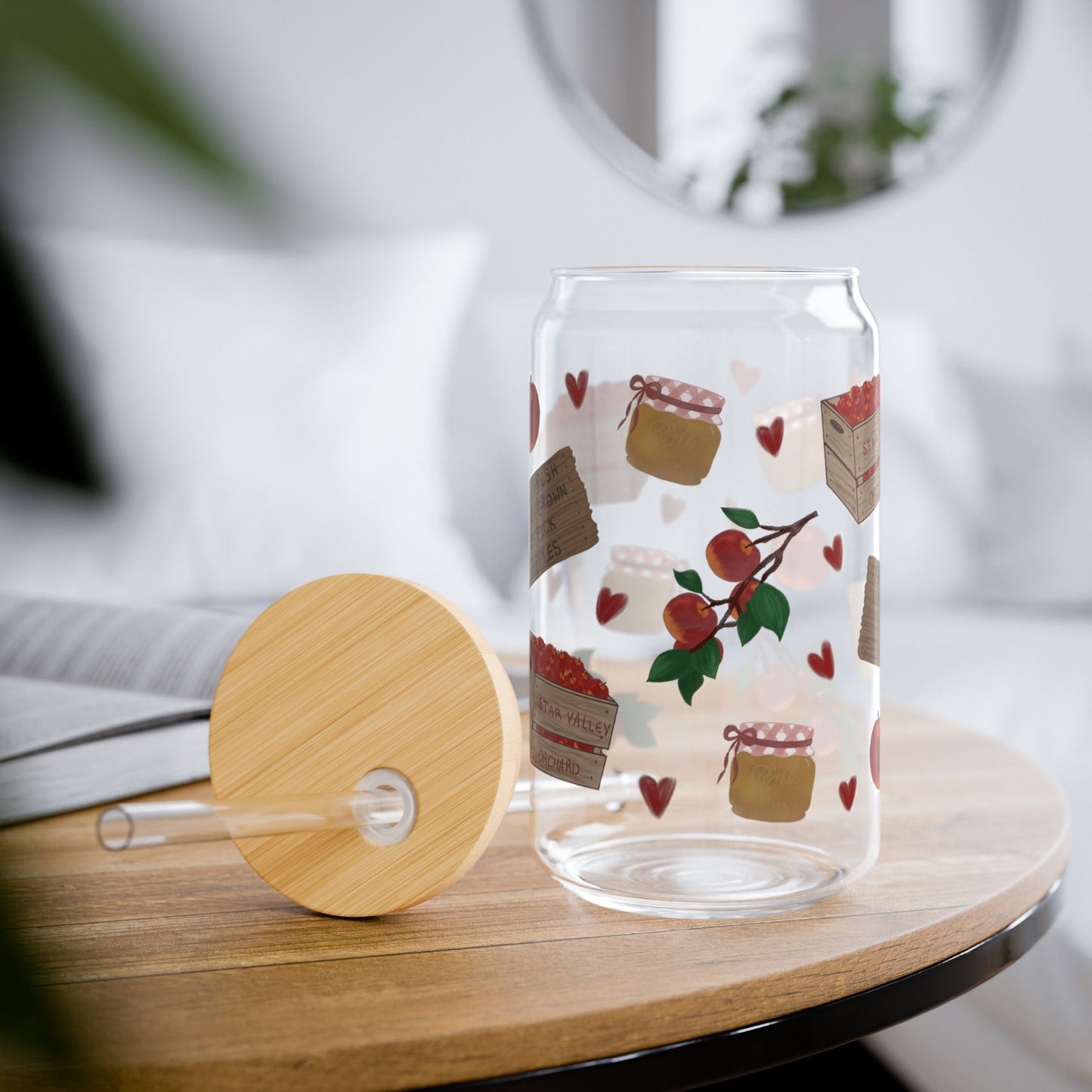 Apple Orchard Harvest Sipper with Straw - Perfect for Gifts, Home Decor, Parties, Eco-Friendly Hydration, Special Occasions