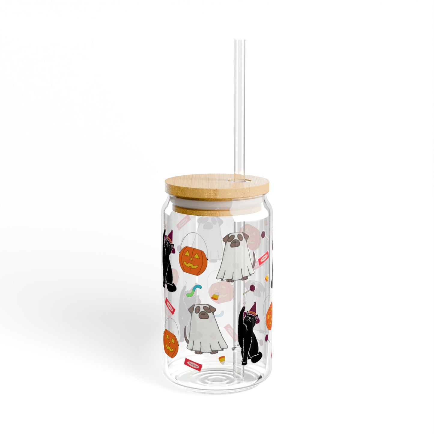 Trick-or-treat Tails Sipper Glass, 16oz | Fun Treats for Fall, Cat Lovers Gift, Dog Lovers Gift, Halloween Decor, Kids Drinkware, Unique Glassware