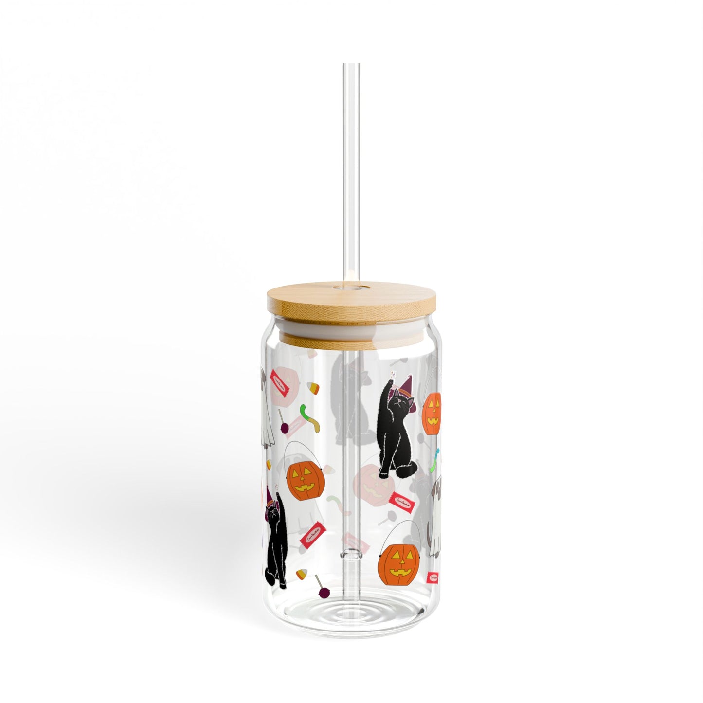 Trick-or-treat Tails Sipper Glass, 16oz | Fun Treats for Fall, Cat Lovers Gift, Dog Lovers Gift, Halloween Decor, Kids Drinkware, Unique Glassware