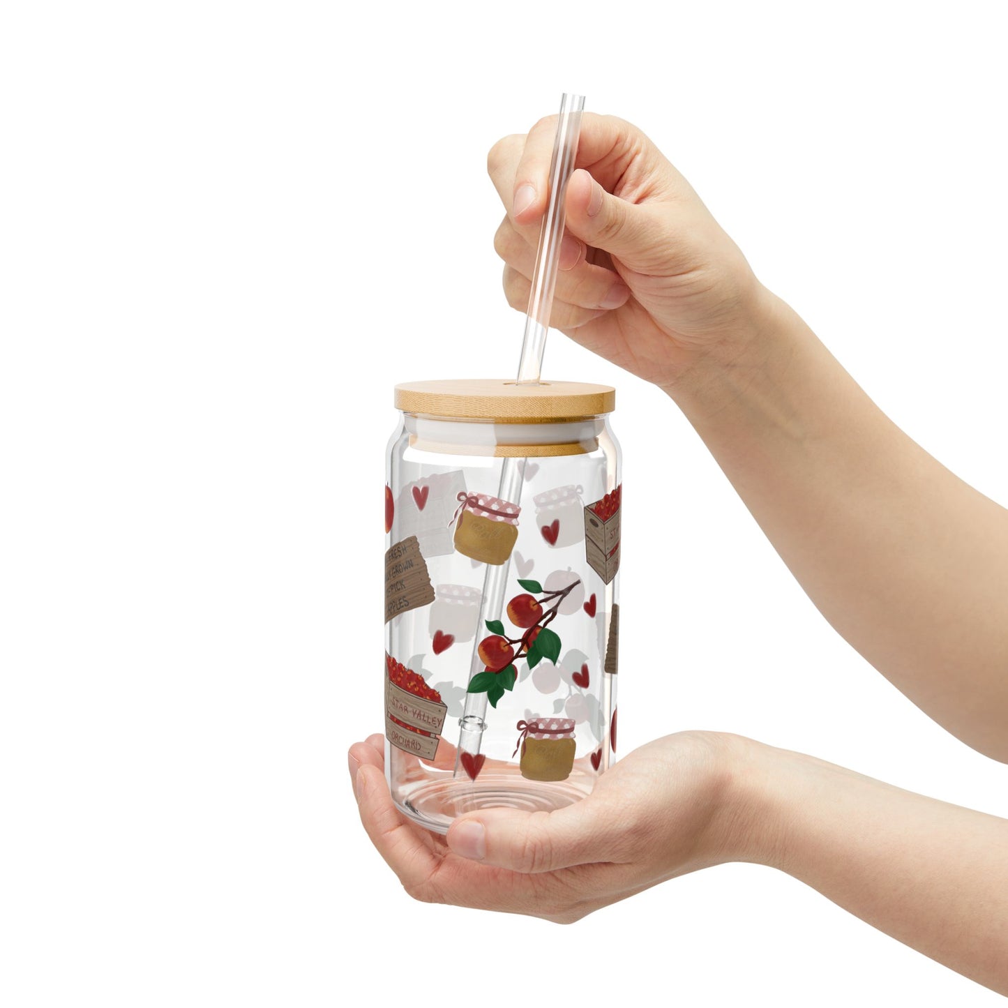 Apple Orchard Harvest Sipper with Straw - Perfect for Gifts, Home Decor, Parties, Eco-Friendly Hydration, Special Occasions