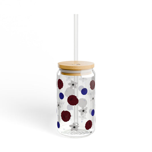 Garden Berry Sipper Glass, 16oz - Reusable Drinkware for Parties, Garden Gatherings, Eco-Friendly Gift, Floral Decor